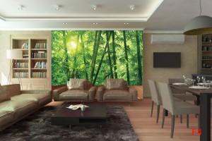 Фототапети бамбукова гора с дървена платформа